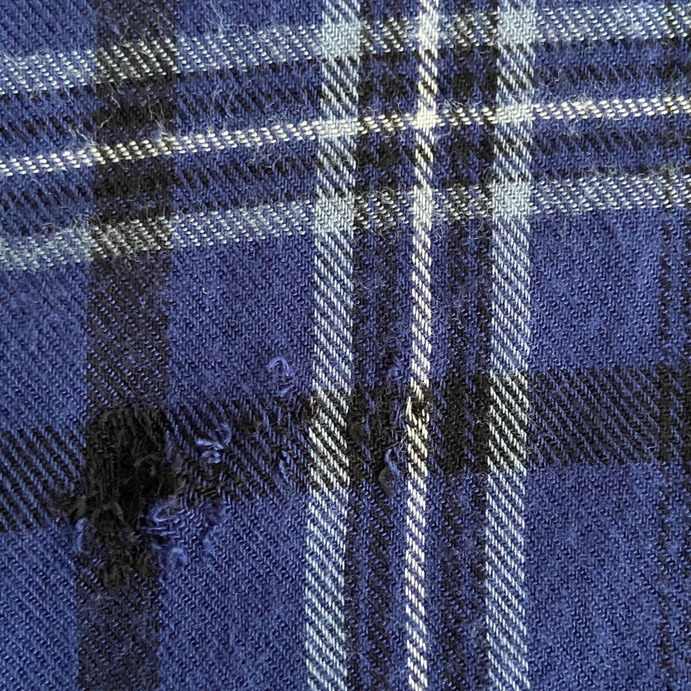 Women's Life Style Mixed Blue Plaid Button-Down Shirt, size XL - Picture 12 of 13